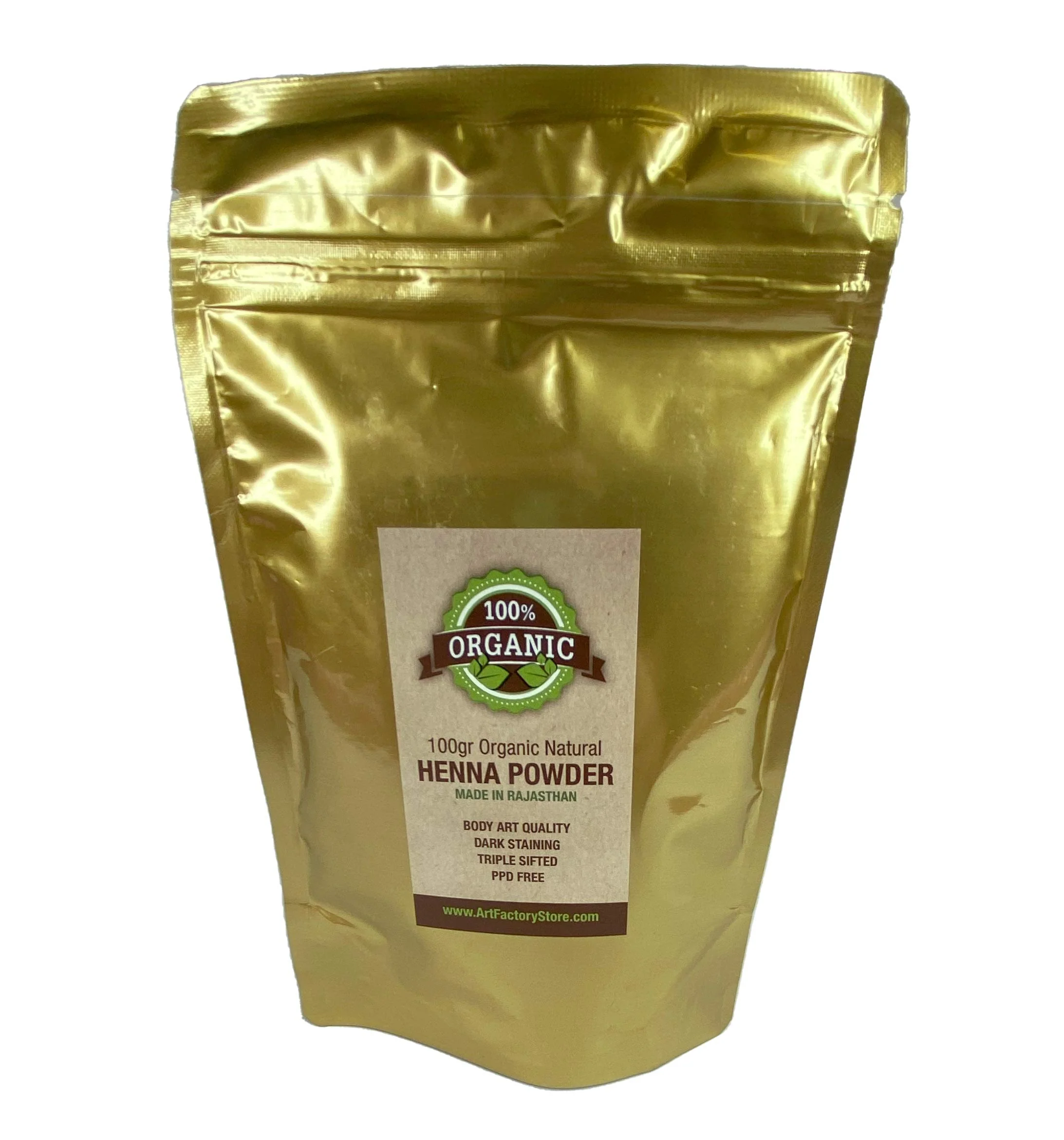 Organic Rajasthani Triple-Sifted Henna Powder – 100g (Body Art Quality) - Image 3