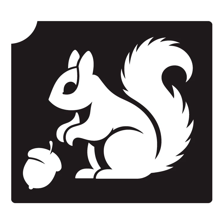 154 Squirrel and Nut - Set of 5 - Art Factory Glitter Tattoo Stencil