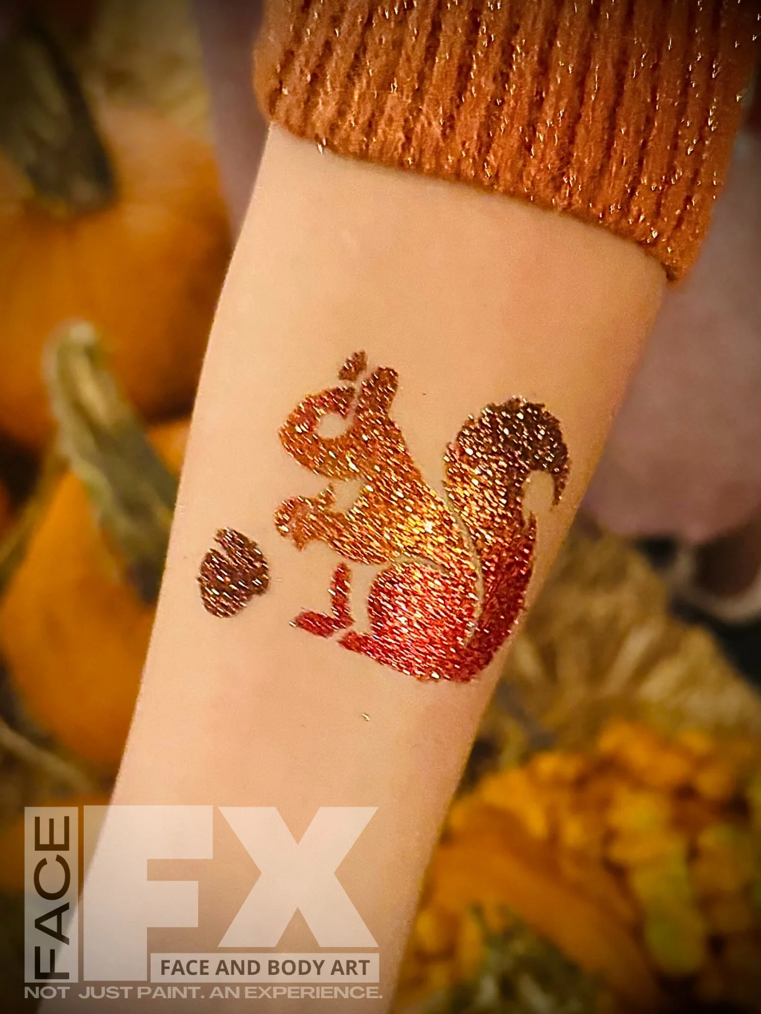 154 Squirrel and Nut - Set of 5 - Art Factory Glitter Tattoo Stencil - Image 2