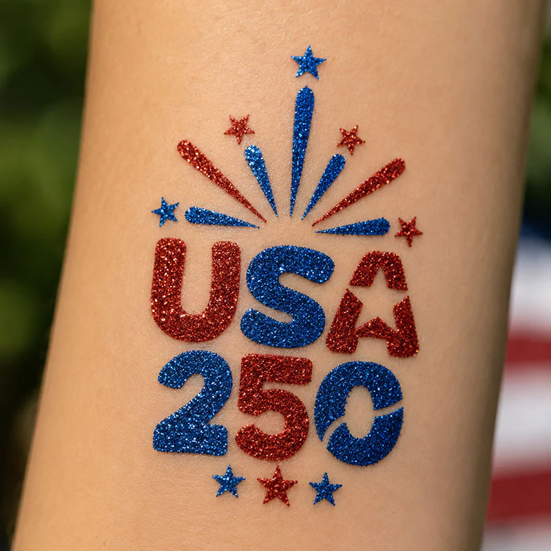 SE250 USA 250 Limited Edition Glitter Tattoo Stencil - Set of 5 - Image 2