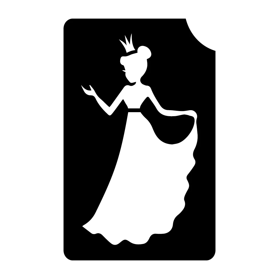 407 Princess Standing - Set of 5 - Art Factory Glitter Tattoo Stencil