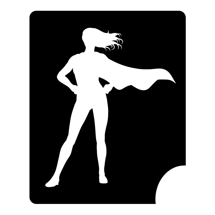 438 Girl Superhero - Set of 5 - Art Factory Glitter Tattoo Stencil