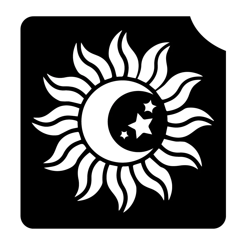 594 Sun and Moon - Set of 5 - Art Factory Glitter Tattoo Stencil
