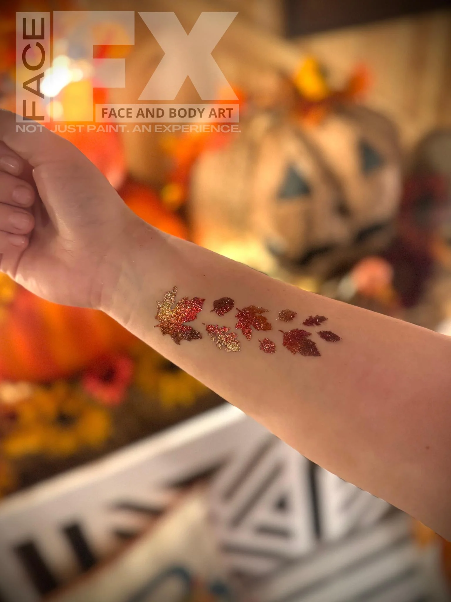 847 Fall Leaves Splash - Set of 5 - Art Factory Glitter Tattoo Stencils - Image 3
