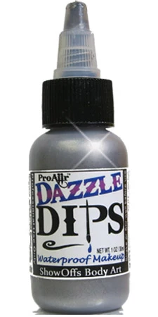 SILVER DAZZLE ProAiir DIPS Waterproof Face Paint 1oz