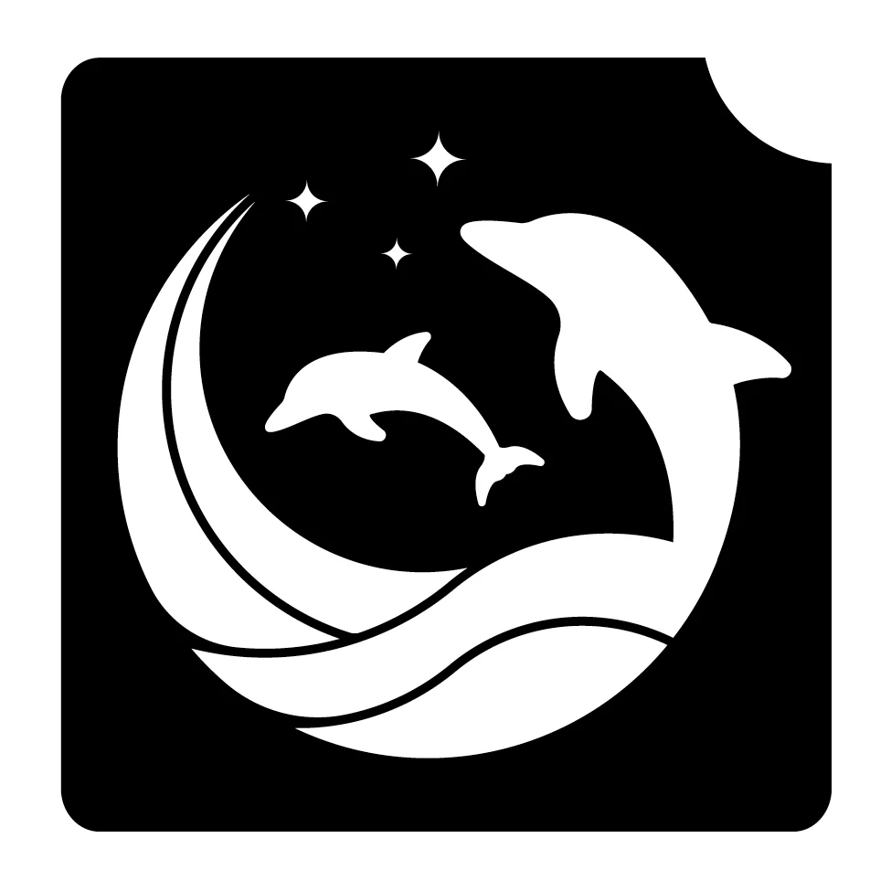 232 Dolphin Waves - Set of 5 - Art Factory Glitter Tattoo Stencil