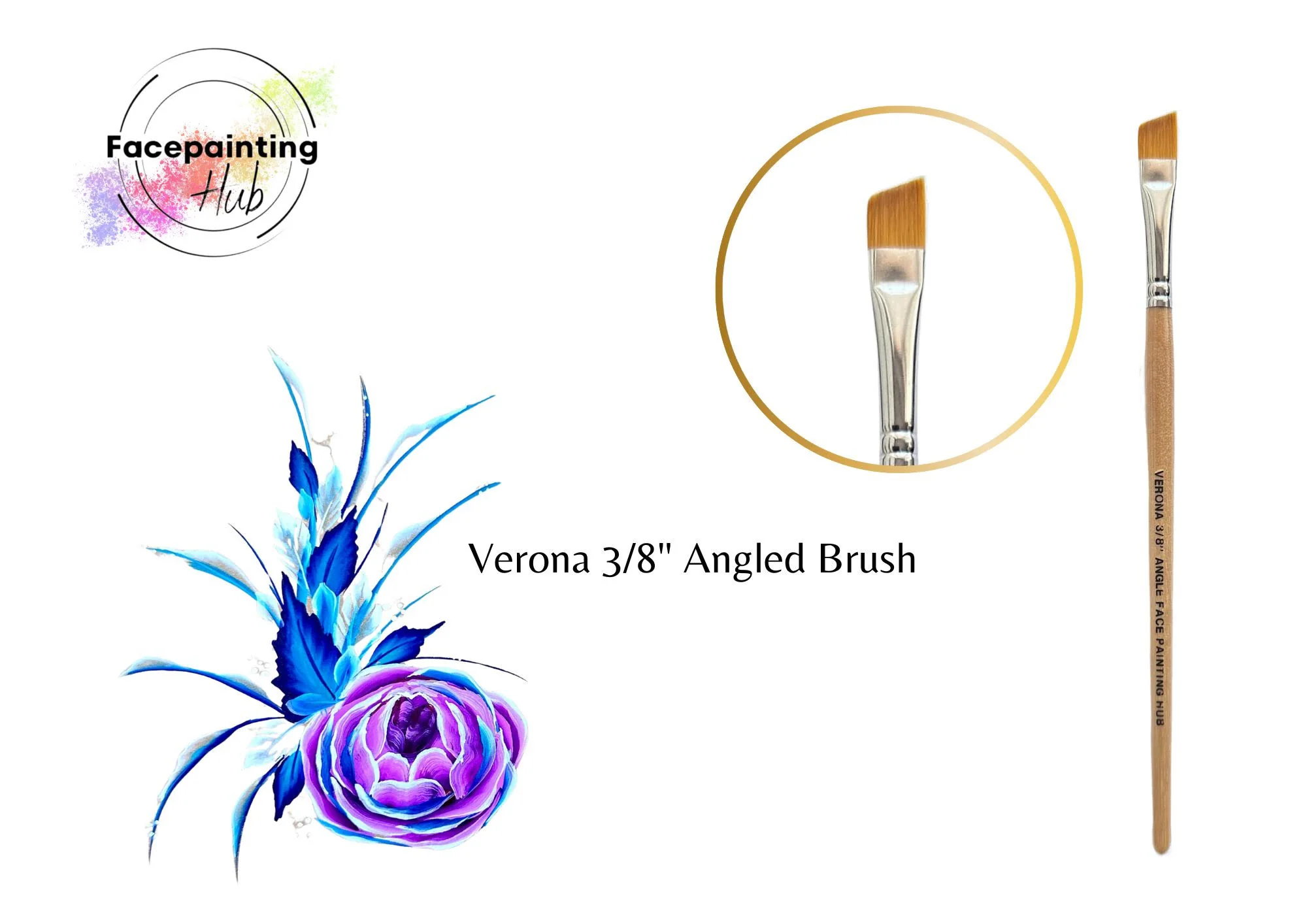 Face Painting Hub Verona Brush - 3/8" Angle Brush - Image 2