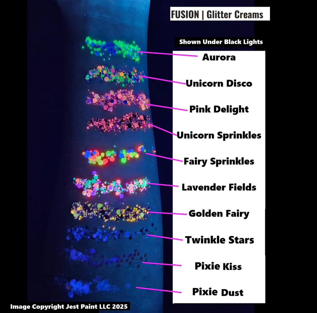 Fusion Body Art | Glitter Creams - Fairy Sprinkles 10ml (UV Reactive) - Image 5
