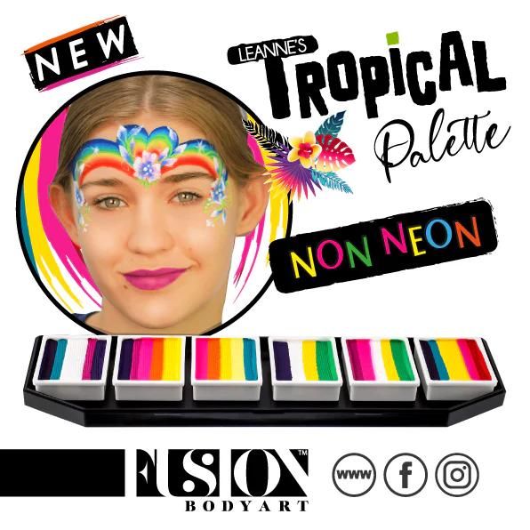 Fusion Face Painting Palette - Tropical Collection by Leanne Courtney (Non Neon) - Image 9