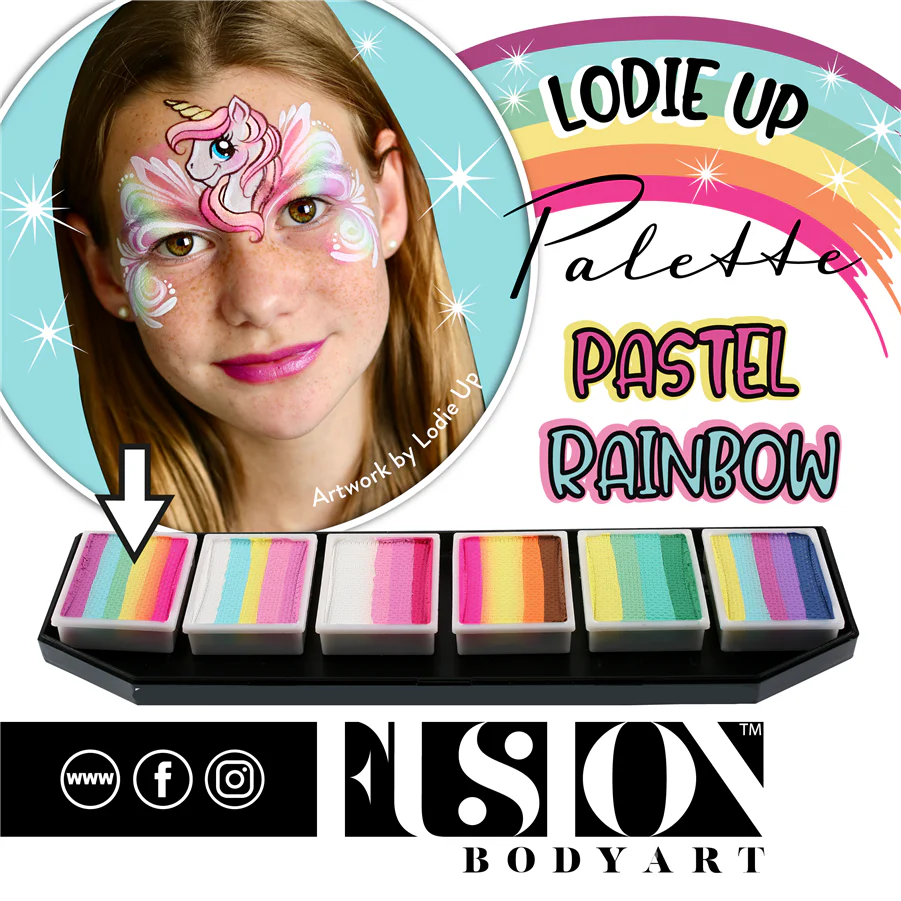 Fusion Body Art - Lodie Up face Painting Palette | Cute Pastel Rainbow - Image 3