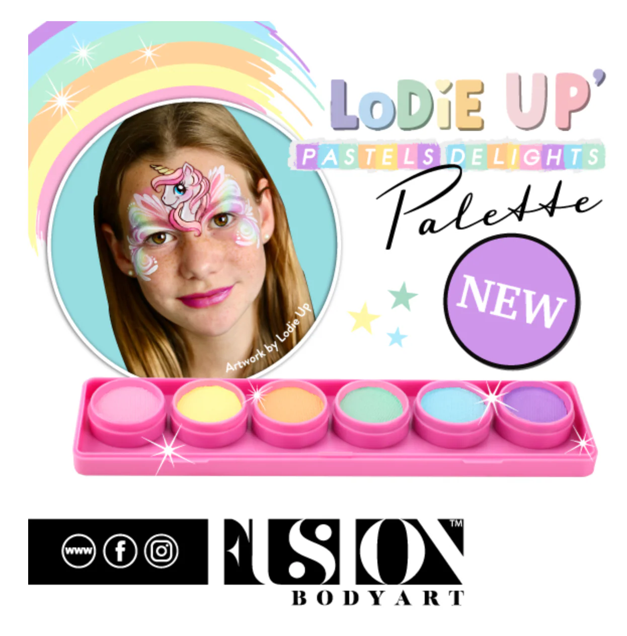 Fusion Lodie Up Face Painting Pink Palette - Elodie's Pastel Delights - Image 3