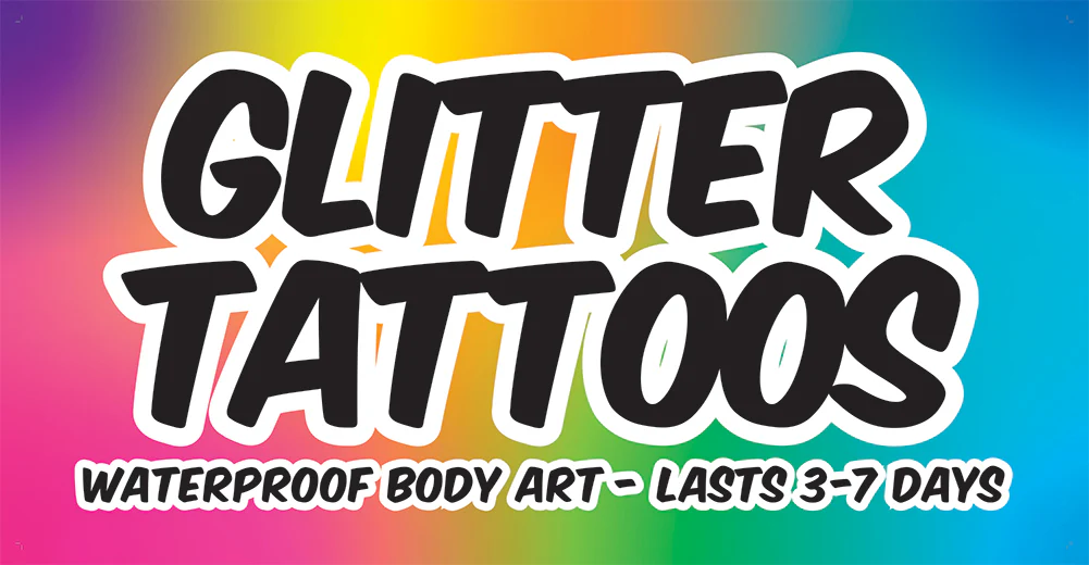 Glitter Tattoos Banner 4x2ft for Table Display - Image 2