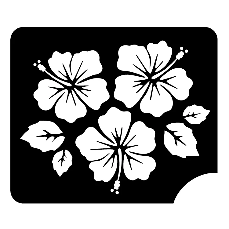 217 Hibiscus Flower Cluster - Set of 5- Art Factory Glitter Tattoo Stencil