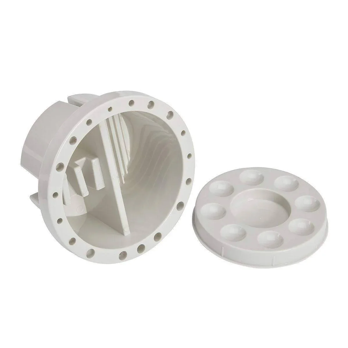 KingArt® Round Brush Tub Basin with Built-In 9-Well Paint Palette - Image 3