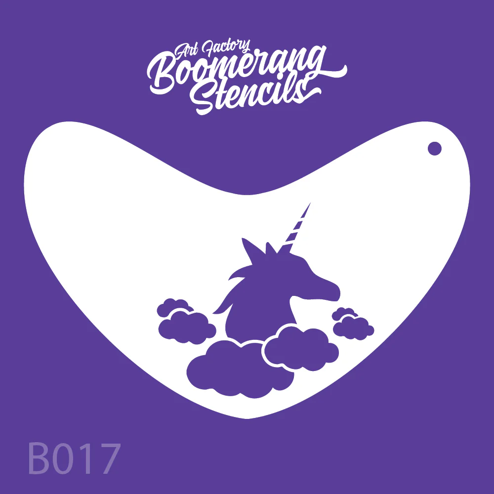 Unicorn In Clouds Boomerang Stencil by the Art Factory