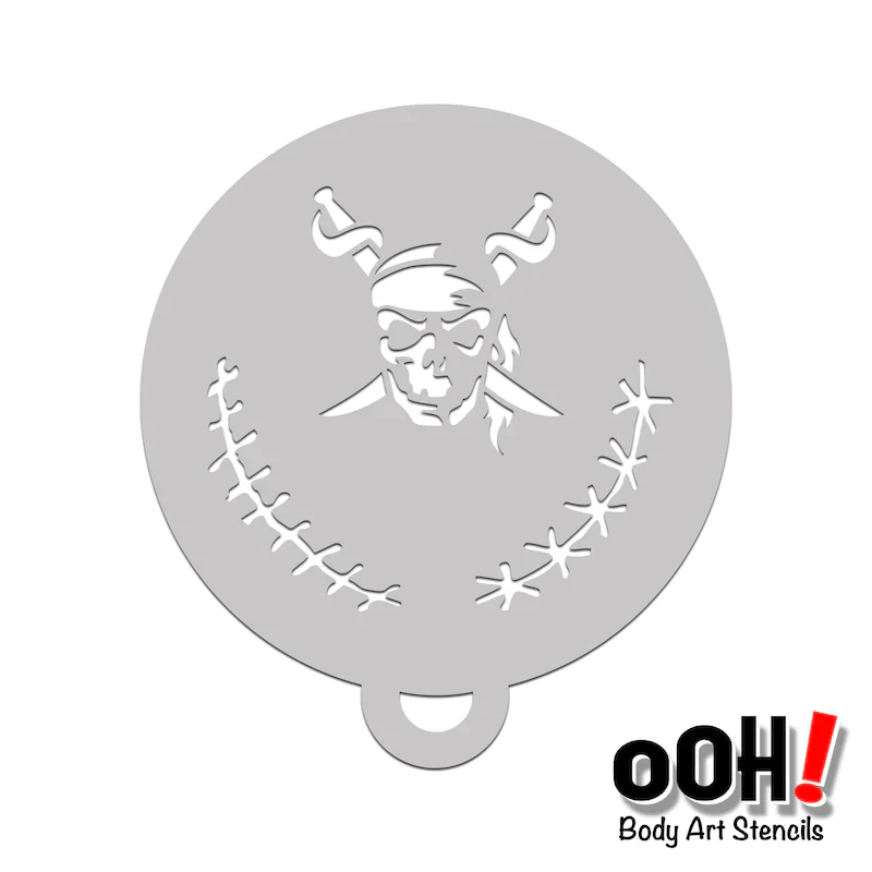 C28 Pirate Skull Flip Ooh! Face Painting Stencil