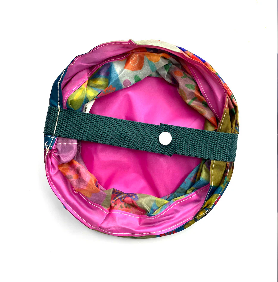 Pop-up Bin - Folk Flower Stripes - Green Strap - Image 2
