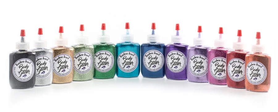 12-Set Rainbow Jewel Body Glitters in 1 oz Squeeze Bottles - Image 2