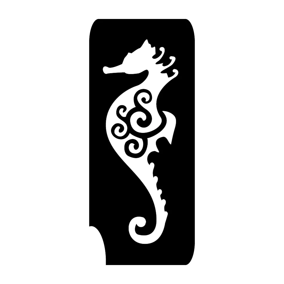 220 Seahorse Swirl - Set of 5 - Art Factory Glitter Tattoo Stencil