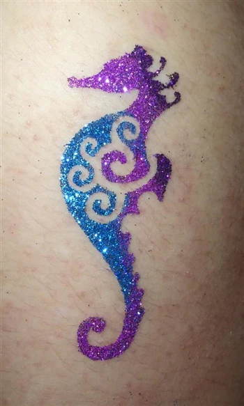 220 Seahorse Swirl - Set of 5 - Art Factory Glitter Tattoo Stencil - Image 3