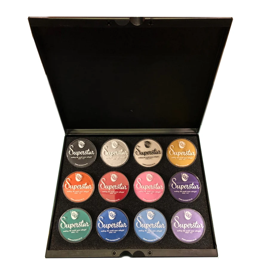 Shimmer 12 Color Palette - Superstar face Paints - 45gr