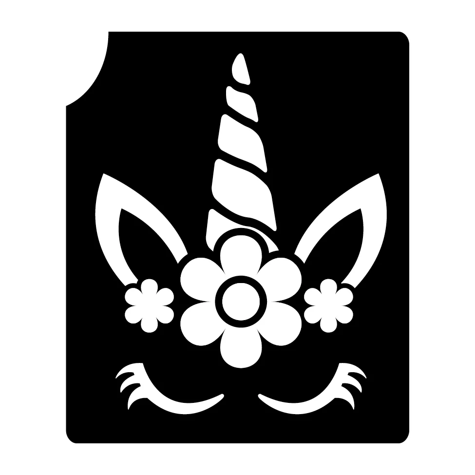215 Unicorn Flower - Set of 5 - Art Factory Glitter Tattoo Stencil