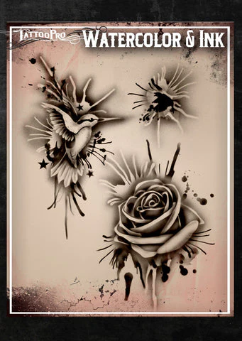 Wiser's Watercolor & Ink Splat Tattoo Pro Stencil Series 1