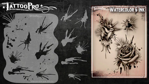 Wiser's Watercolor & Ink Splat Tattoo Pro Stencil Series 1 - Image 3